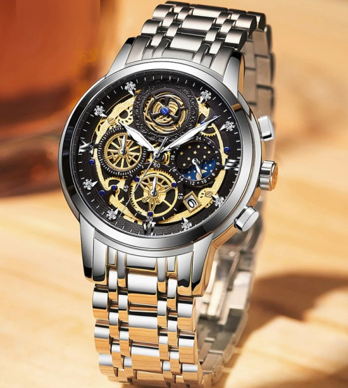 Чоловічий наручний годинник WishDoIt Baks Premium Leather 2 ремінці #12545