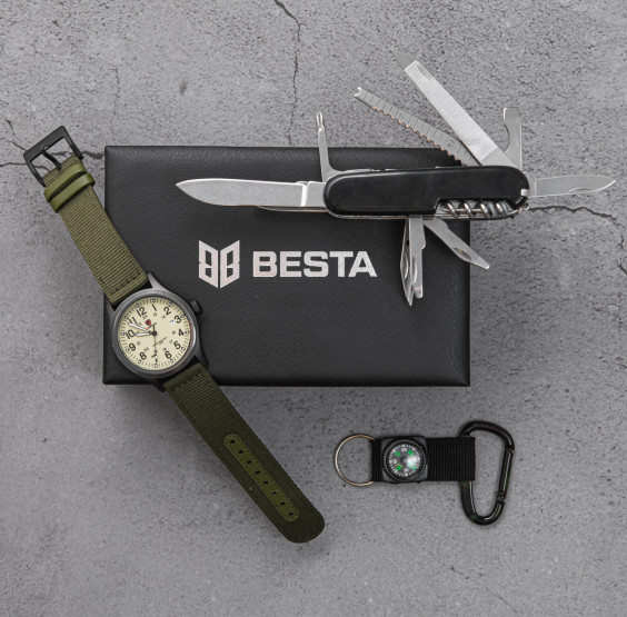 Годинник чоловічий Besta Box Command Set подарунковий набір з компасом #9367
