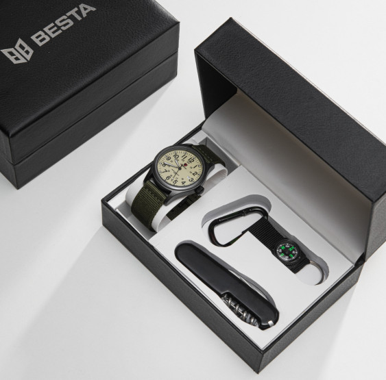 Годинник чоловічий Besta Box Command Set подарунковий набір з компасом #9369