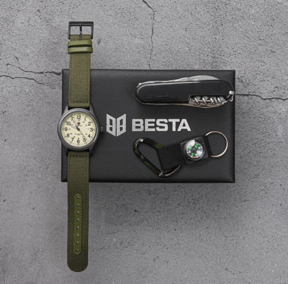 Годинник чоловічий Besta Box Command Set подарунковий набір з компасом #9370