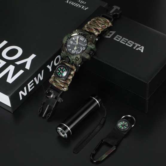 Годинник чоловічий Besta Box Military Light подарунковий набір, з компасом наручний годинник Besta #7976