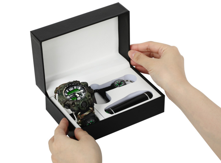 Годинник чоловічий Besta Box Military Light подарунковий набір, з компасом наручний годинник Besta #7977