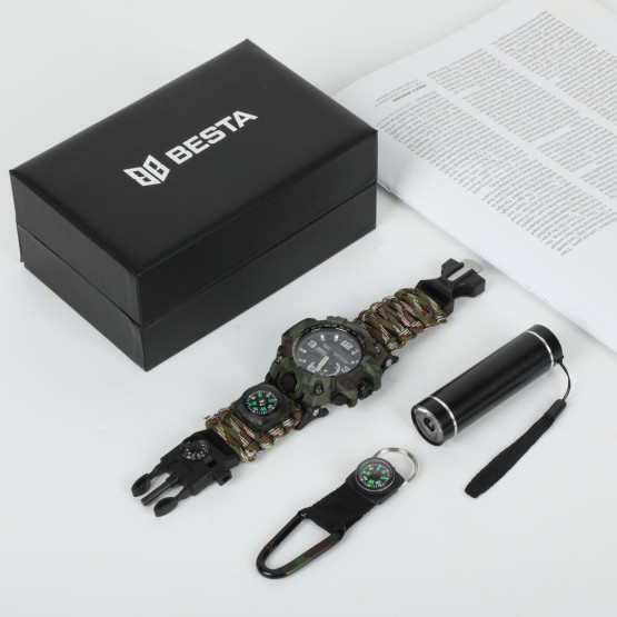 Годинник чоловічий Besta Box Military Light подарунковий набір, з компасом наручний годинник Besta #7978