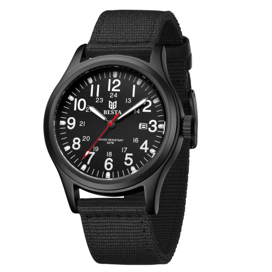 Чоловічий годинник Besta Command Black стрілковий тактичний наручний годинник Besta #10355