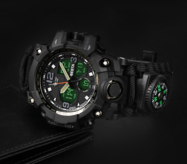 Годинник чоловічий Besta Life Pro AllBlack з компасом наручний годинник Besta #3739