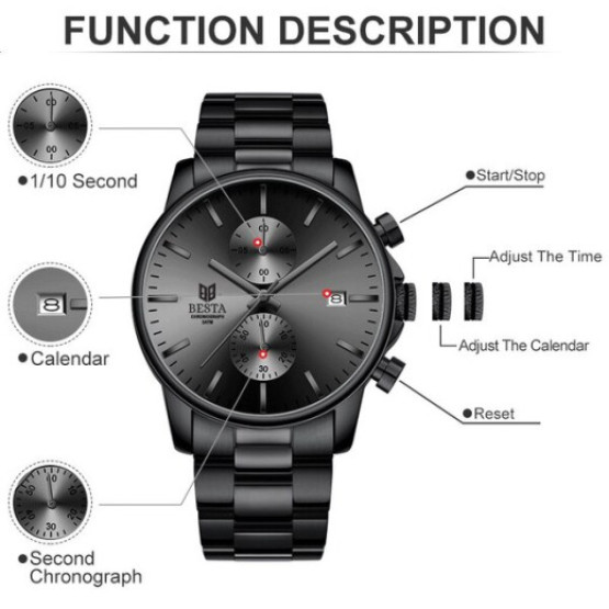 Годинник чоловічий Besta Mars Black наручний годинник Besta #3822