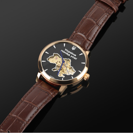 Годинник чоловічий Besta Skeleton Gold Black Dial класичний стрілковий наручний годинник Besta #10749
