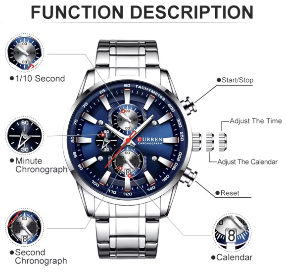 Годинник чоловічий Curren Pacific наручний годинник Curren #9479