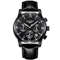стрілковий чоловічий годинник guanquin liberty leather класичний наручний годинник guanquin