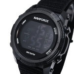 чоловічий спортивний наручний годинник naviforce europe armor black 2 ремінці секундомір будильник тактичний