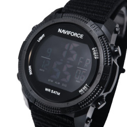 чоловічий спортивний наручний годинник naviforce europe armor black 2 ремінці секундомір будильник тактичний