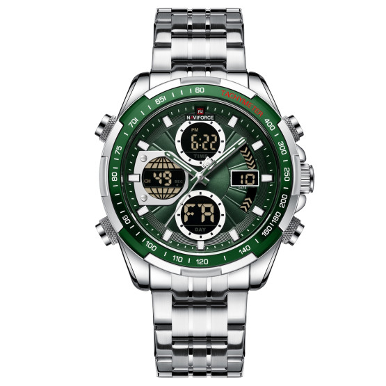 Годинник чоловічий Naviforce Fly Steel підсвітка секундомір будильник #10809