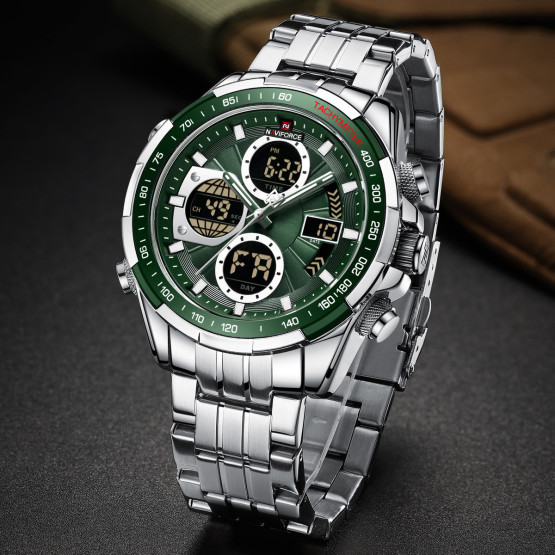 Годинник чоловічий Naviforce Fly Steel підсвітка секундомір будильник #10812