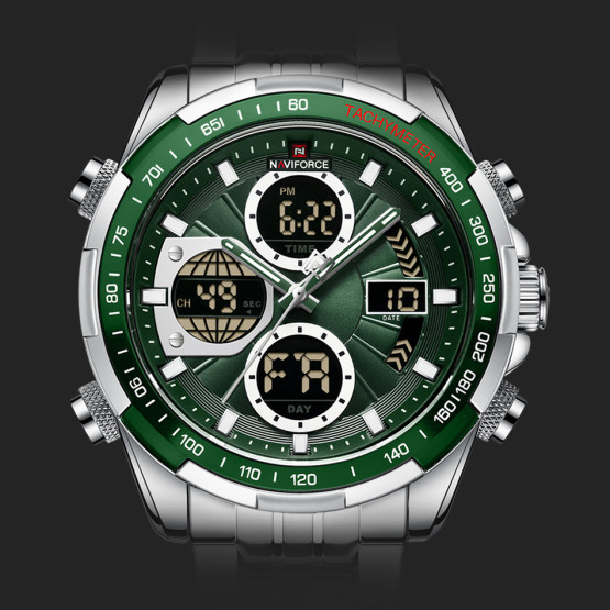 Годинник чоловічий Naviforce Fly Steel підсвітка секундомір будильник #10814