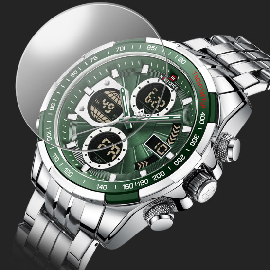 Годинник чоловічий Naviforce Fly Steel підсвітка секундомір будильник #10816
