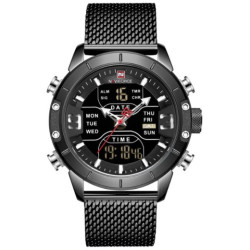 Купити годинник чоловічий naviforce tesla black nf9153 наручний годинник naviforce недорого