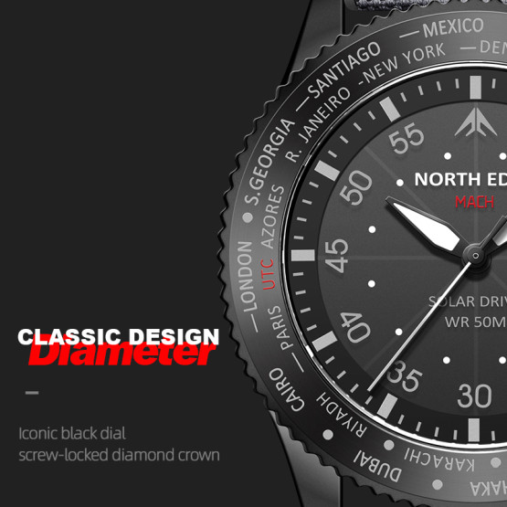 Годинник чоловічий North Edge Mach наручний годинник North Edge #5650