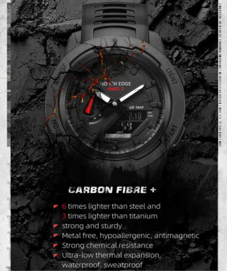 Годинник чоловічий North Edge Profi Mars3 наручний годинник North Edge #3613