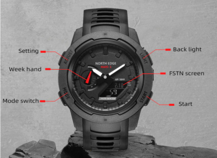 Годинник чоловічий North Edge Profi Mars3 наручний годинник North Edge #3619