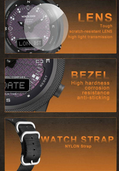 Годинник чоловічий North Edge Solar Compass наручний годинник North Edge #4237