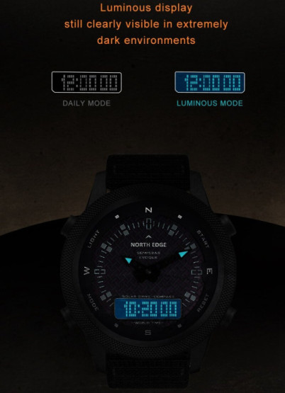 Годинник чоловічий North Edge Solar Compass наручний годинник North Edge #4234
