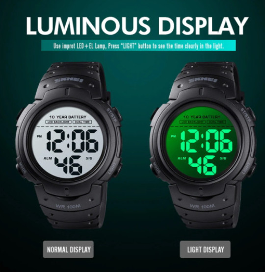 Годинник чоловічий Skmei Neon 10 Bar Black наручний годинник Skmei #3090