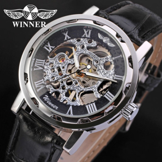 Годинник чоловічий Winner Black наручний годинник Winner #126