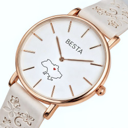 жіночий наручний годинник besta love ua beige flower 2 ремінці