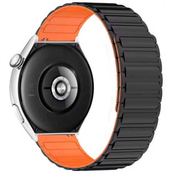 Каучуковий ремінець для годинника Orange/Black ширина 22 мм зі вставками