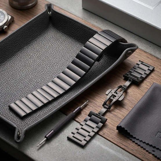 Металевий ремінець для годинника Centurion Black ширина 22 мм #14005