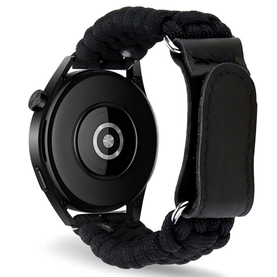 Тканинний ремінець для годинника Paracord Black ширина 24 мм чорний