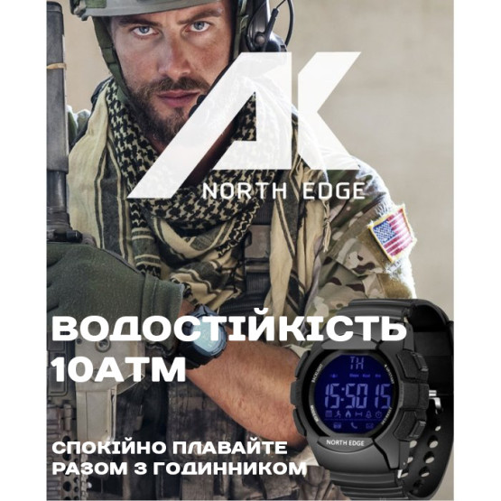 Смарт-годинник North Edge Combo 10BAR Black розумний годинник North Edge #5958