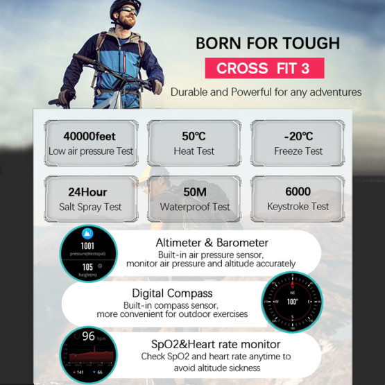 Смарт-годинник North Edge CrossFit GPS Black з компасом розумний годинник North Edge #6187