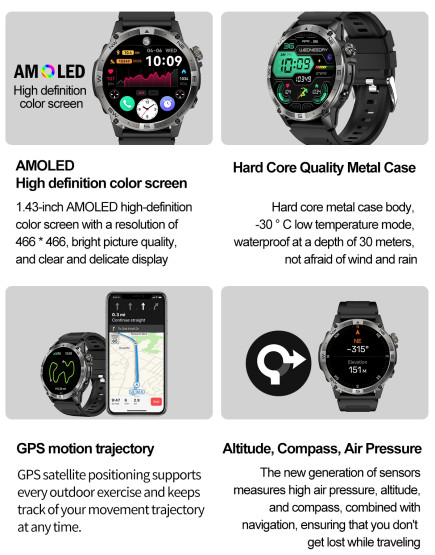 Смарт-годинник North Edge GPS Smart Titan з компасом розумний годинник North Edge #8405