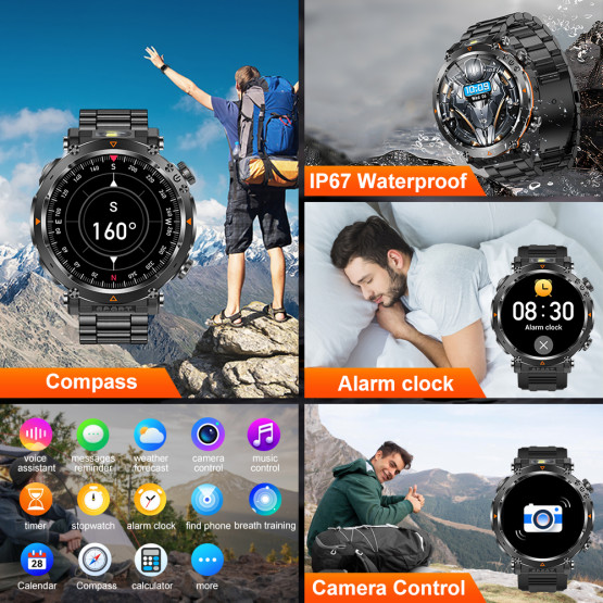 Смарт-годинник Smart Avation Pro Orange, 2 ремінці розумний годинник UWatch #9796