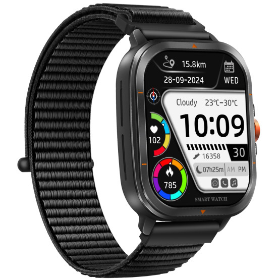 Смарт-годинник Smart Bavaro Nano Nylon 2 ремінці розумний годинник UWatch #11743