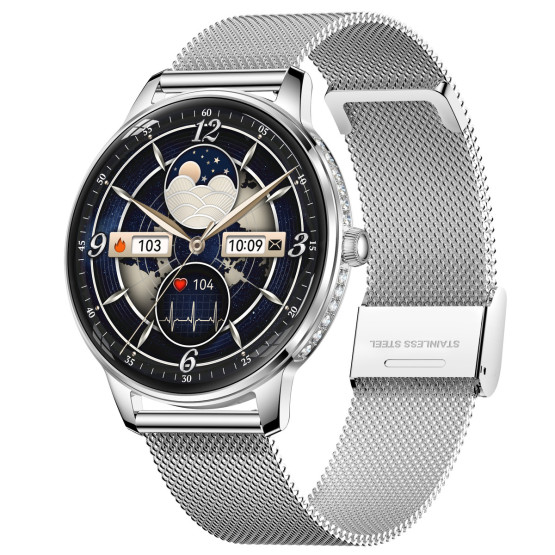 Розумний годинник UWatch Smart Brilliant Slim Silver Rubber 2 ремінці #13678