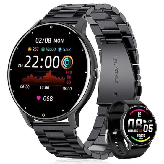 Смарт-годинник UWatch Smart Classic Steel Black 2 ремінці