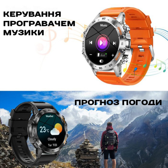 Смарт-годинник Smart Delta K52 Silver Orange, 2 ремінці розумний годинник UWatch #6504