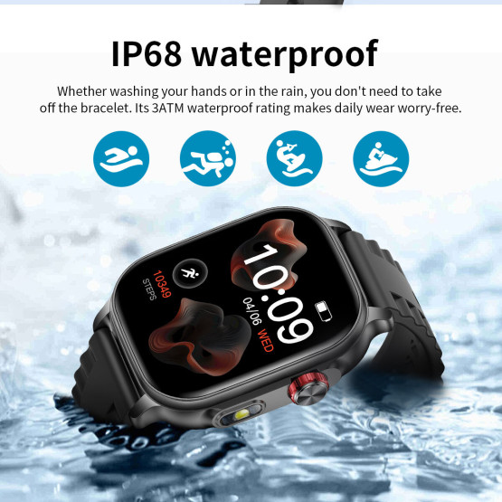 Смарт-годинник Smart Energy Rubber Black розумний годинник UWatch #13486