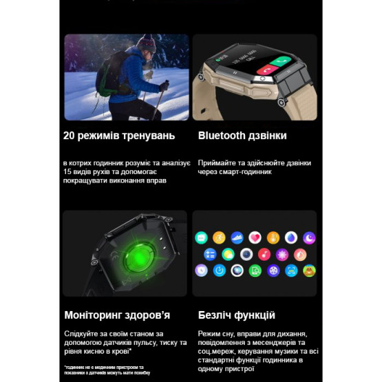 Смарт-годинник Smart Everest Black розумний годинник UWatch #6140