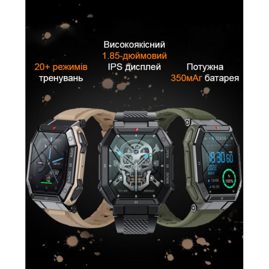 Смарт-годинник Smart Everest Black розумний годинник UWatch #6142