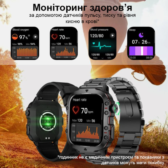 Смарт-годинник Smart Expert Nano Steel, 2 ремінці розумний годинник Lige #6587