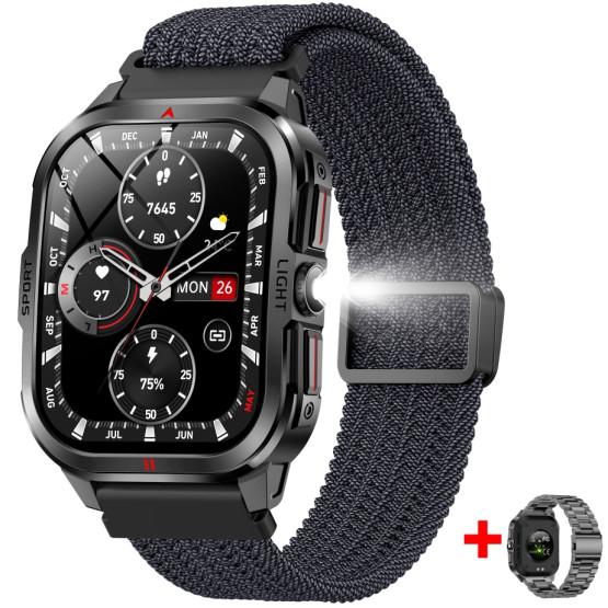 Смарт-годинник Smart Fanastic Nylon — чоловічий розумний годинник UWatch — 2 ремінці, ліхтарик, погода, секундомір, спортивні режими