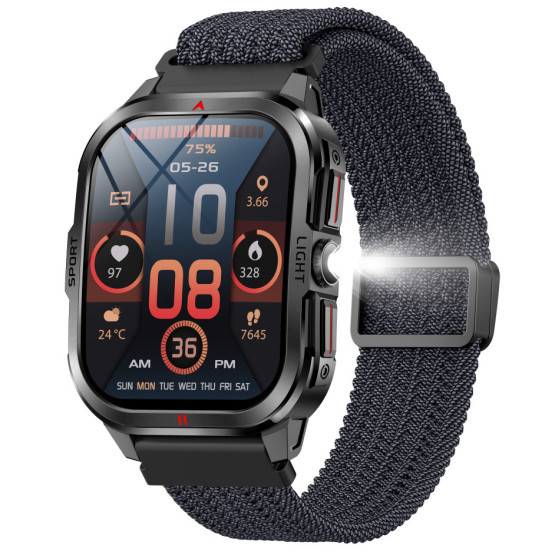 Смарт-годинник Smart Fanastic Nylon — чоловічий розумний годинник UWatch — 2 ремінці, ліхтарик, погода, секундомір, спортивні режими #10456