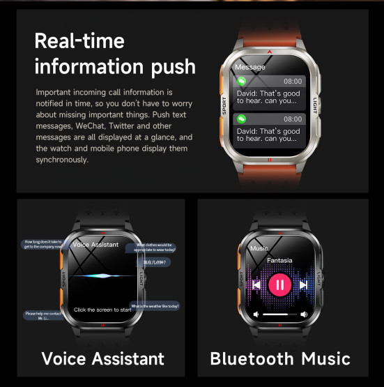 Смарт-годинник Smart Fanastic Nylon — чоловічий розумний годинник UWatch — 2 ремінці, ліхтарик, погода, секундомір, спортивні режими #10475