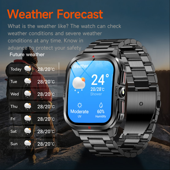 Смарт-годинник Smart Fanastic Nylon — чоловічий розумний годинник UWatch — 2 ремінці, ліхтарик, погода, секундомір, спортивні режими #10460