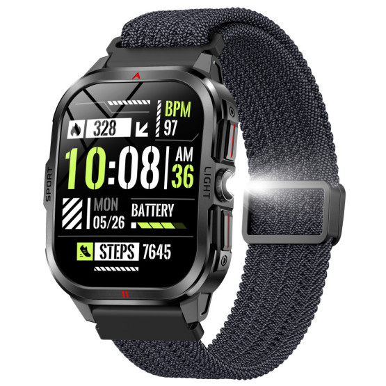 Смарт-годинник Smart Fanastic Nylon — чоловічий розумний годинник UWatch — 2 ремінці, ліхтарик, погода, секундомір, спортивні режими #10462