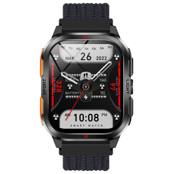 Смарт-годинник Smart Fanastic Nylon — чоловічий розумний годинник UWatch — 2 ремінці, ліхтарик, погода, секундомір, спортивні режими #10463