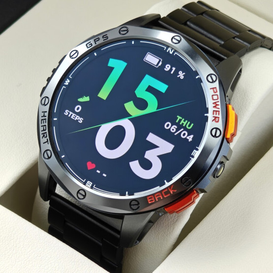 Смарт-годинник UWatch Smart GPS Max Steel Black 3 ремінці #13378